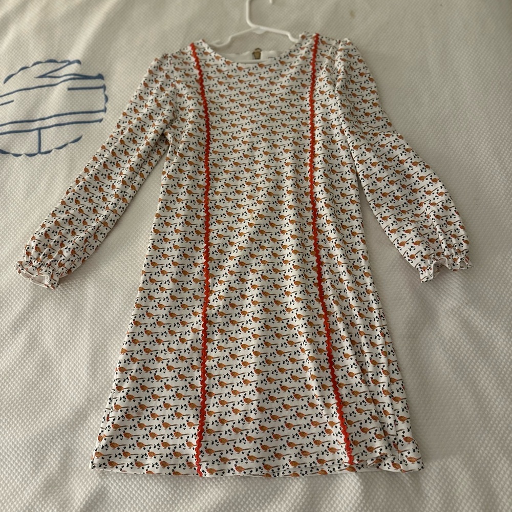 Lila and Hayes Pima Cotton Dress with Adorable Pheasant Pattern, Ric Rac